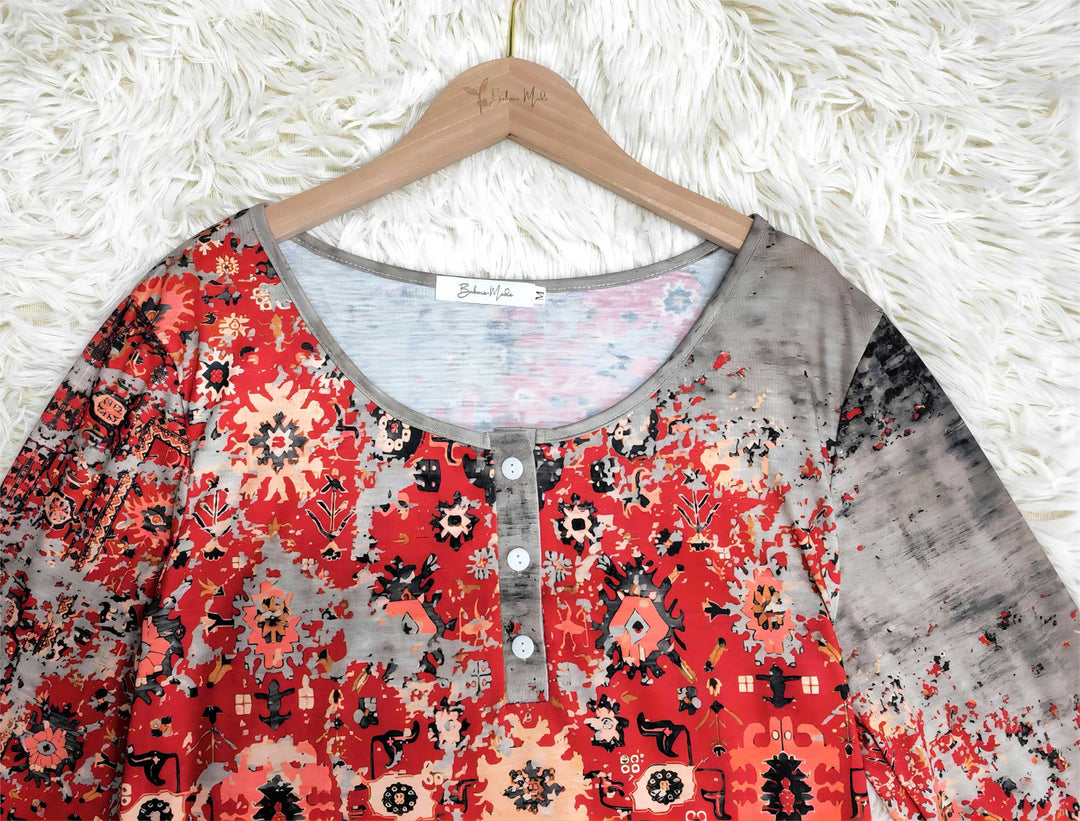 Vintage Aztec Print Long Sleeve - Autumn Pattern-S-State of Style
