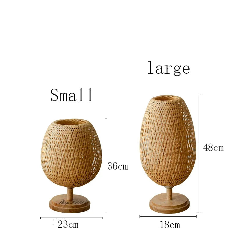 Vintage Bamboo Table Lamp - TimberGlow-Small Wooden Foot H36 cm * W23 cm-State of Style