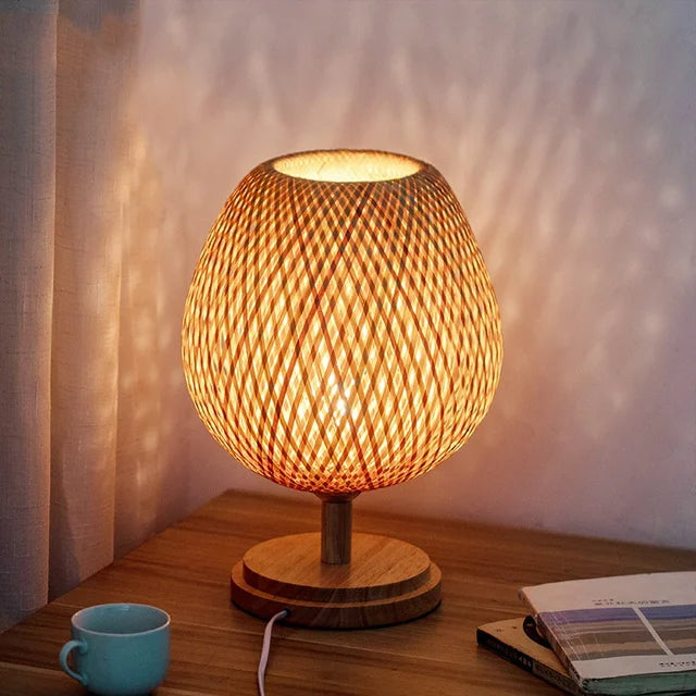 Vintage Bamboo Table Lamp - TimberGlow-Small Wooden Foot H36 cm * W23 cm-State of Style