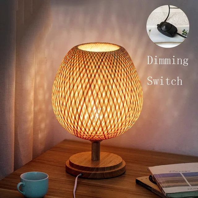 Vintage Bamboo Table Lamp - TimberGlow-Small Wooden Foot H36 cm * W23 cm-State of Style