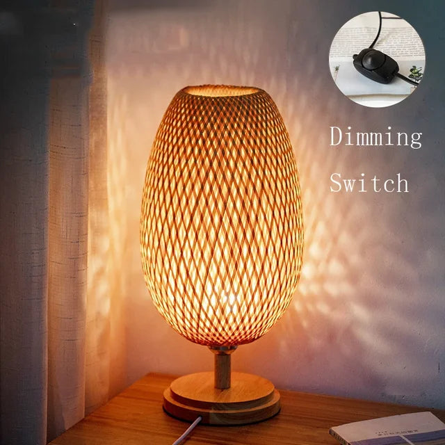 Vintage Bamboo Table Lamp - TimberGlow-Small Wooden Foot H36 cm * W23 cm-State of Style