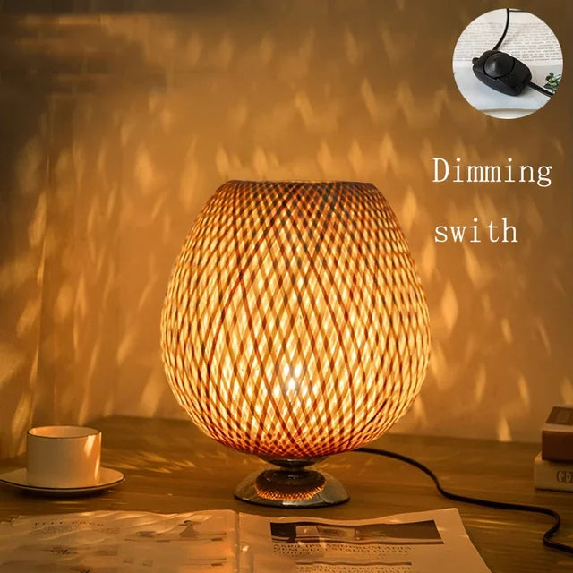 Vintage Bamboo Table Lamp - TimberGlow-Small Wooden Foot H36 cm * W23 cm-State of Style