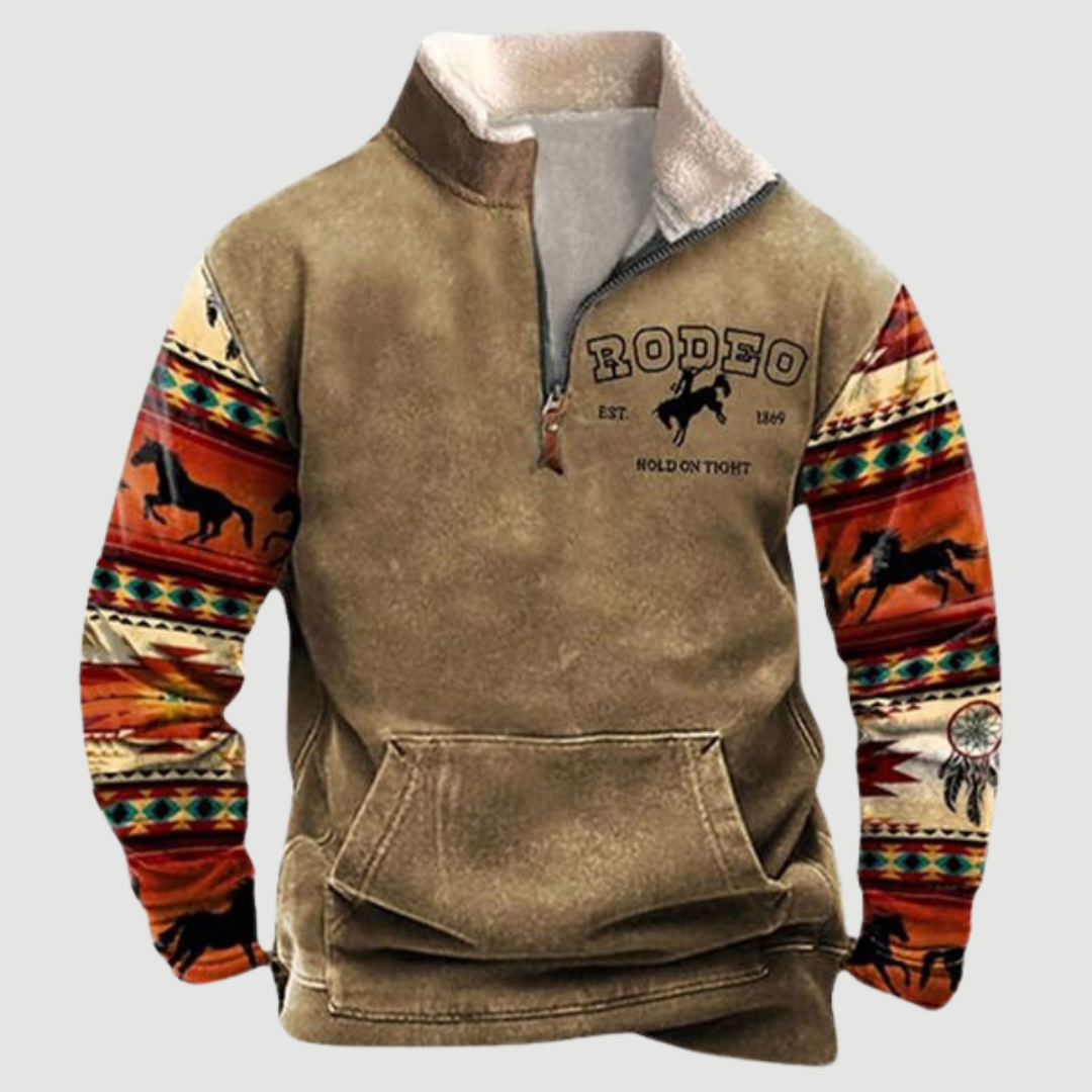 Vintage Fleece Winter Jumper with Zip for Men - Felix-Khaki Rodeo-S-State of Style