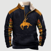 Vintage Fleece Winter Jumper with Zip for Men - Felix-Navy Blue-S-State of Style