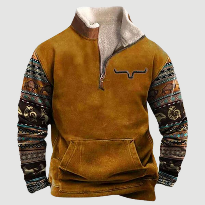 Vintage Fleece Winter Jumper with Zip for Men - Felix-Rust-S-State of Style