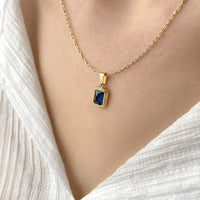 Vintage Gemstone Necklace - Celeste-Blue Square-State of Style