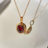 Vintage Gemstone Necklace - Celeste-Red Oval-State of Style