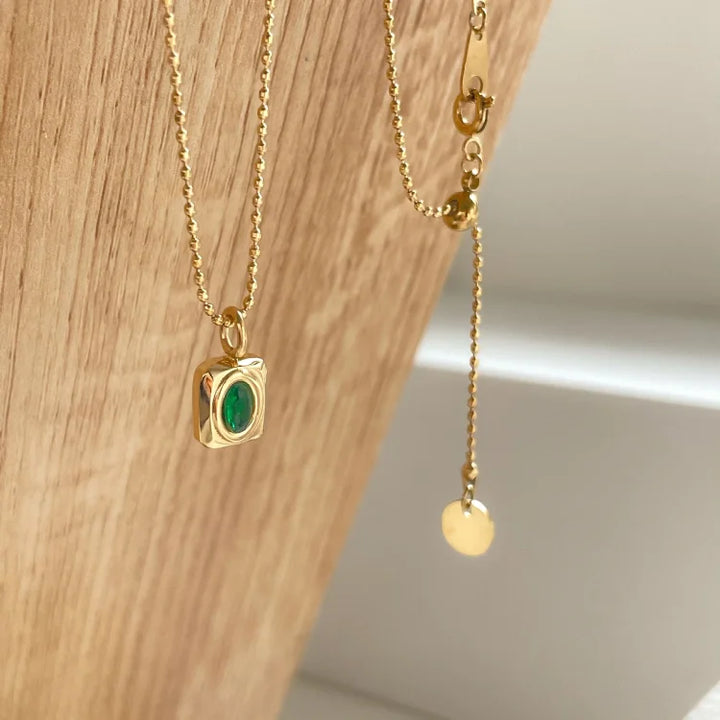 Vintage Gemstone Necklace - Celeste-Red Oval-State of Style