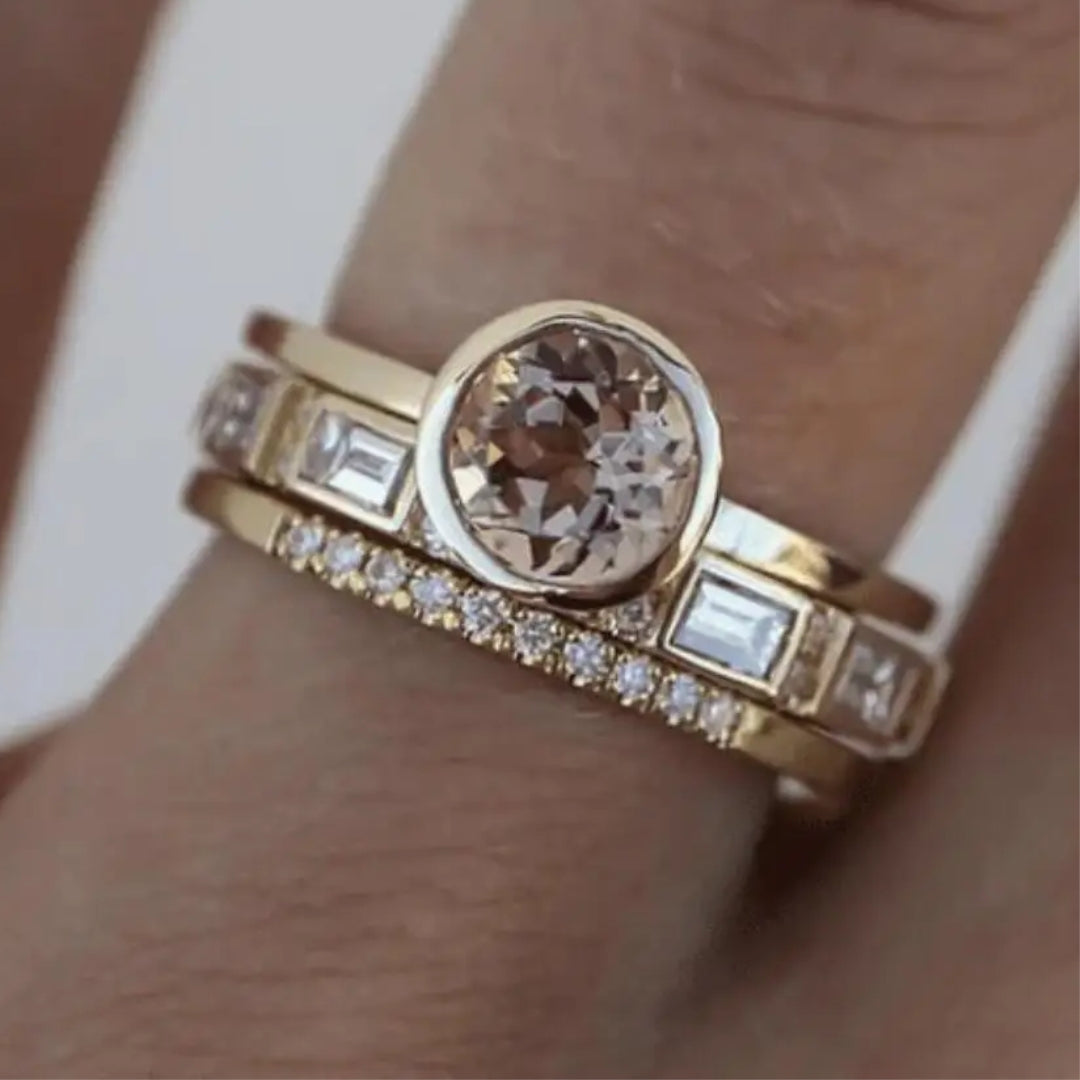 Vintage Golden Ring with Crystals - Eliana-6-State of Style