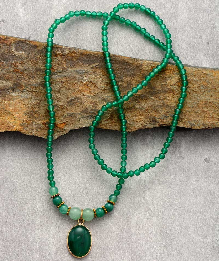 Vintage Green Onyx Calming Necklace - Elara-State of Style