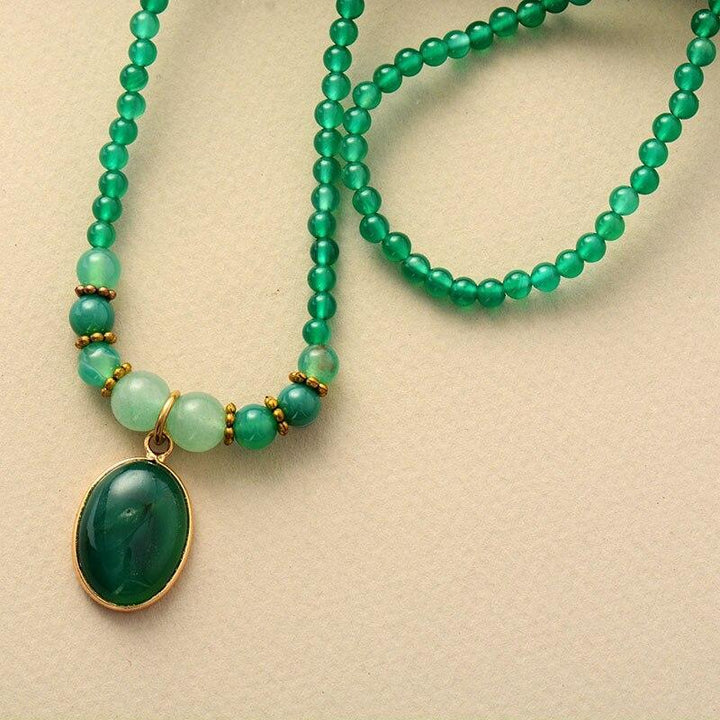 Vintage Green Onyx Calming Necklace - Elara-State of Style