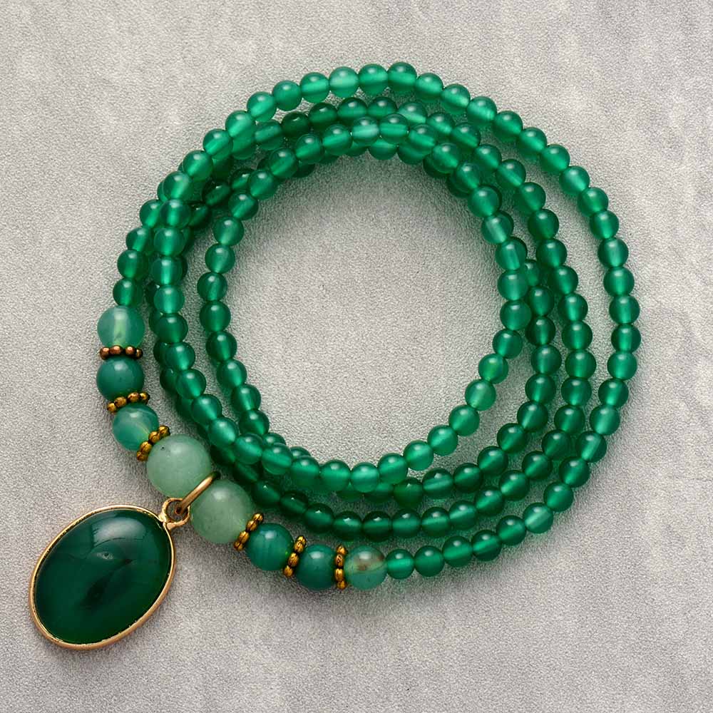 Vintage Green Onyx Calming Necklace - Elara-State of Style