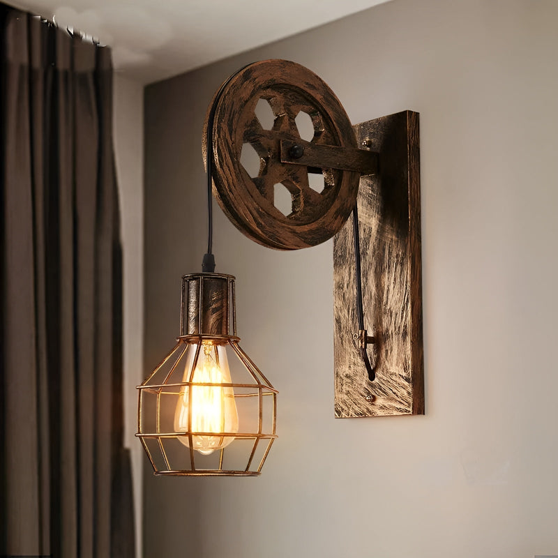 Vintage Industrial LED Wall Lamp - IronGlare-Black-State of Style