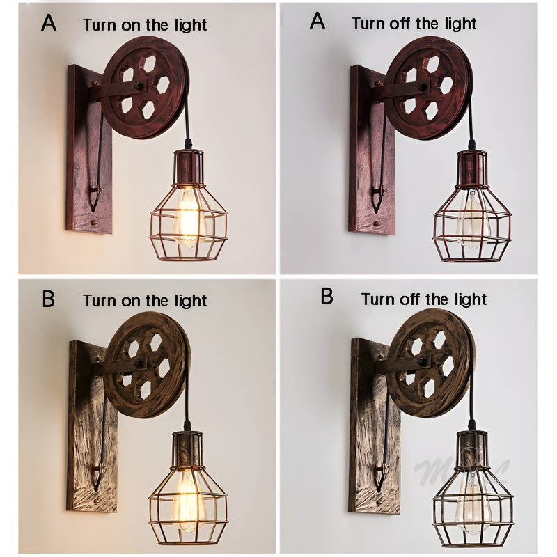 Vintage Industrial LED Wall Lamp - IronGlare-Black-State of Style