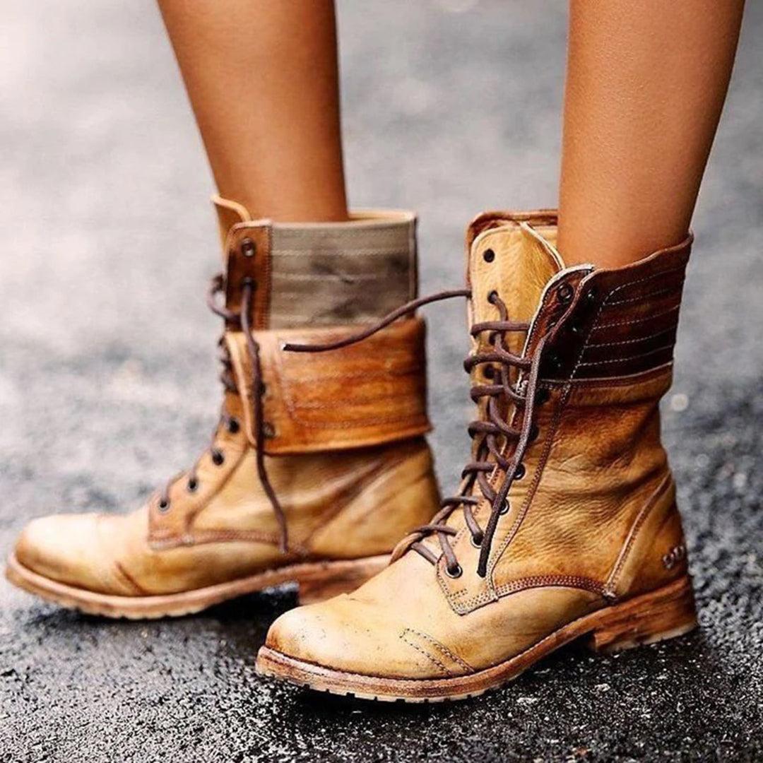 Vintage Lace-Up Shoes for Women - Elise-Brown-3-State of Style