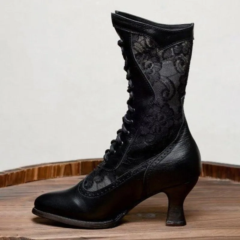 Vintage Ladies Ankle Boots - Nora-Black-4-State of Style