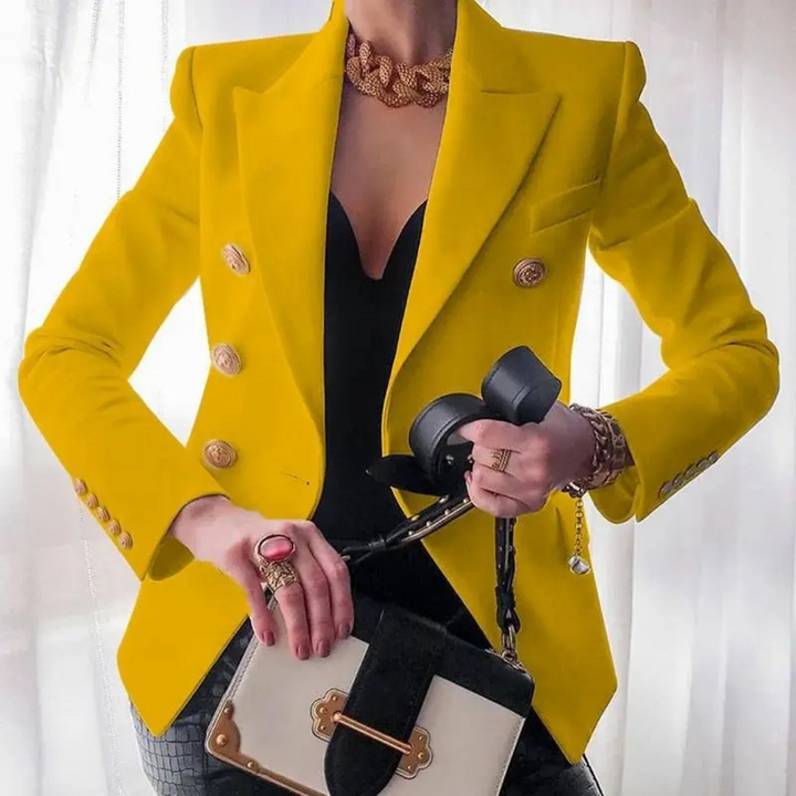 Vintage Ladies Blazer with Double Buttons - Isabelle-Yellow-S-State of Style