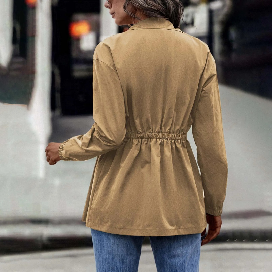 Vintage Ladies Summer Jacket with High Waist – Delora-Brown-S-State of Style