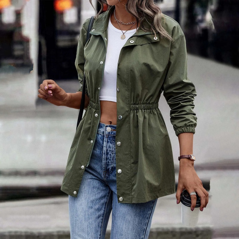 Vintage Ladies Summer Jacket with High Waist – Delora-Green-S-State of Style