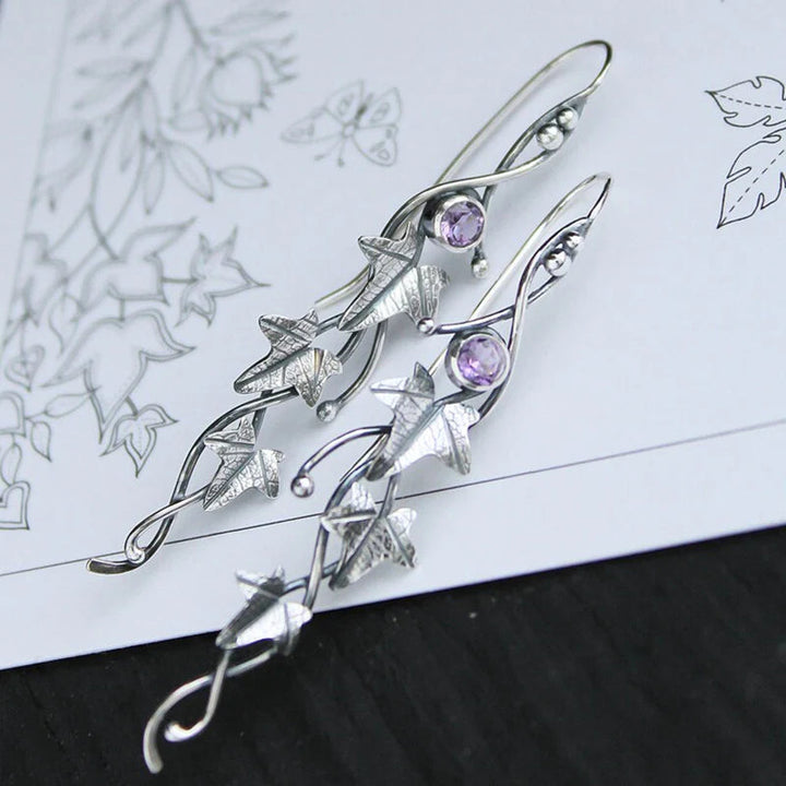 Vintage Leaf Elf Earrings - Sylvana-Purple-State of Style