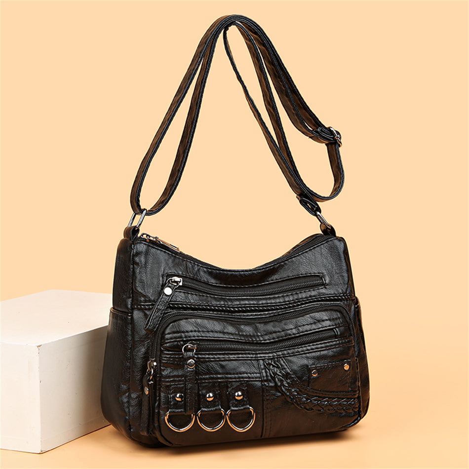 Vintage Leather Ladies Handbag - Isabella-Black-State of Style