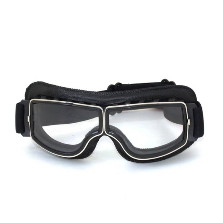 Vintage Leather Motorcycle Glasses - RiderEdge-Black-State of Style