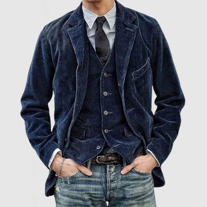 Vintage Men's Blazer and Waistcoat Set - Alexander-Marine Blue-S-State of Style