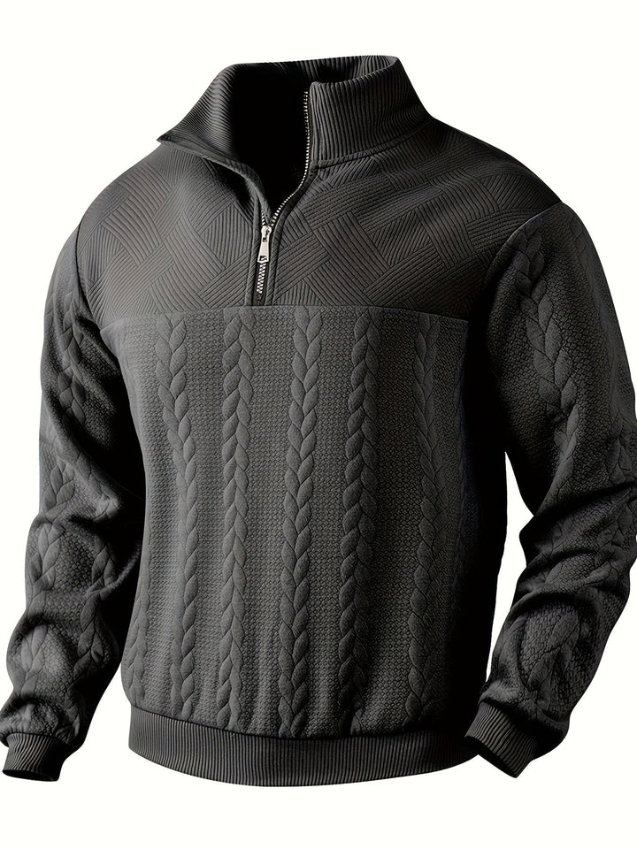 Vintage Men's Jumper with Zip - Victor-Dark Grey-S-State of Style
