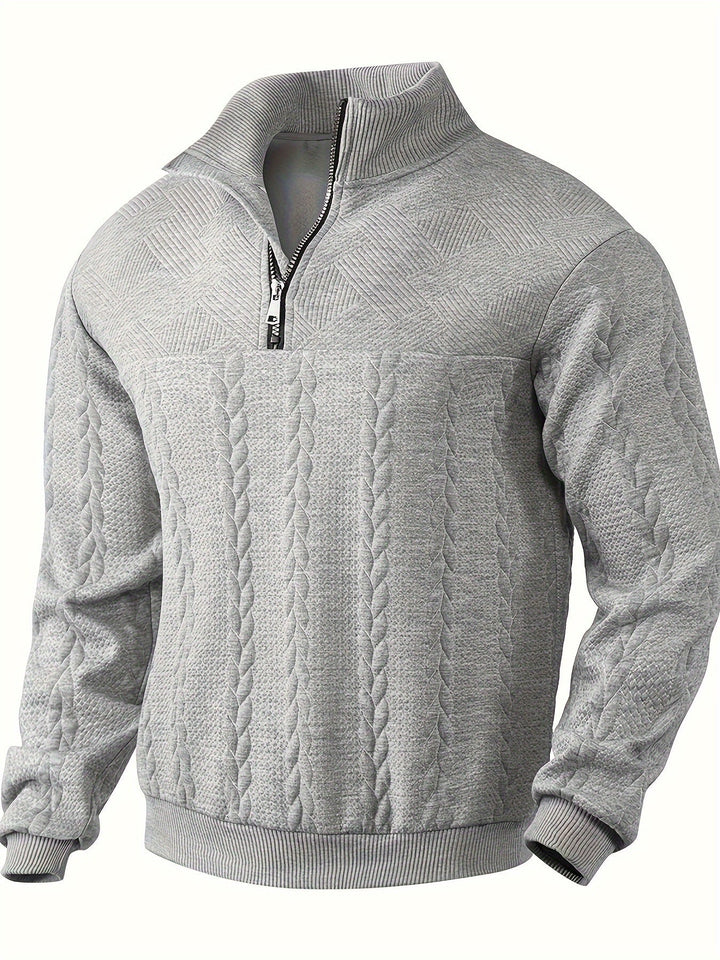 Vintage Men's Jumper with Zip - Victor-Grey-S-State of Style