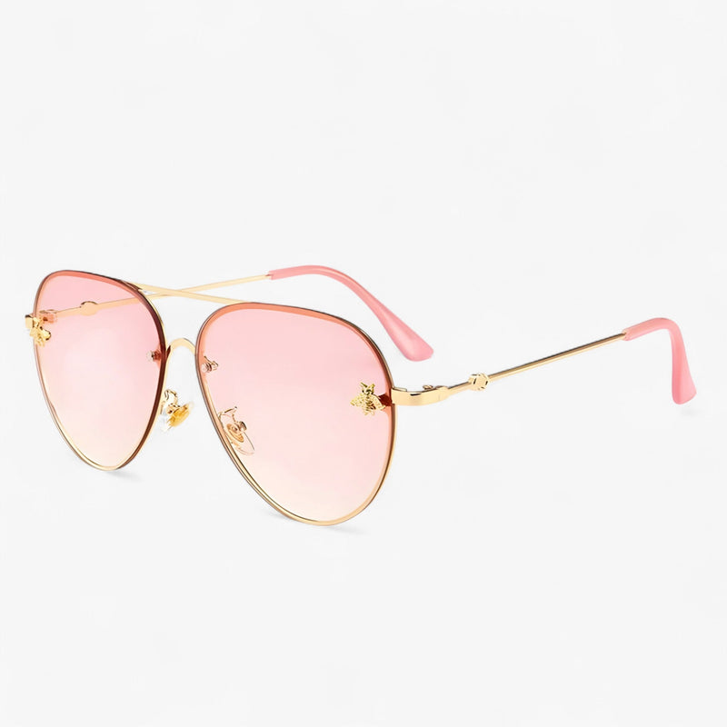 Vintage pilot sunglasses with bee detail – Halcyon-Rose gold-State of Style