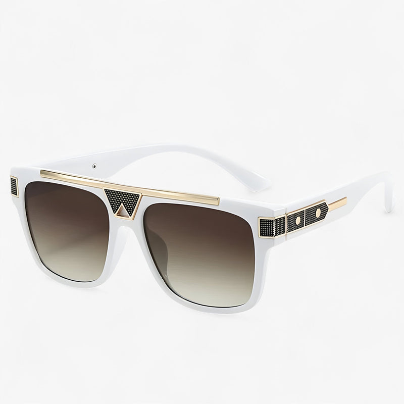 Vintage pilot sunglasses with mirrored lenses – Aerion-White Brown-State of Style