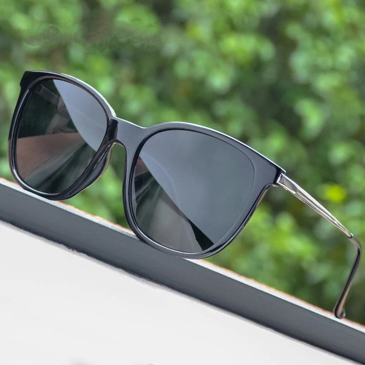 Vintage Polarised Luxury Sunglasses-Bright Black-State of Style