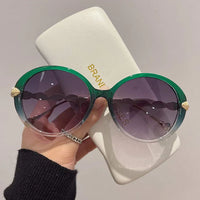 Vintage Round Gradient Sunglasses-Green-Clear Grey-State of Style