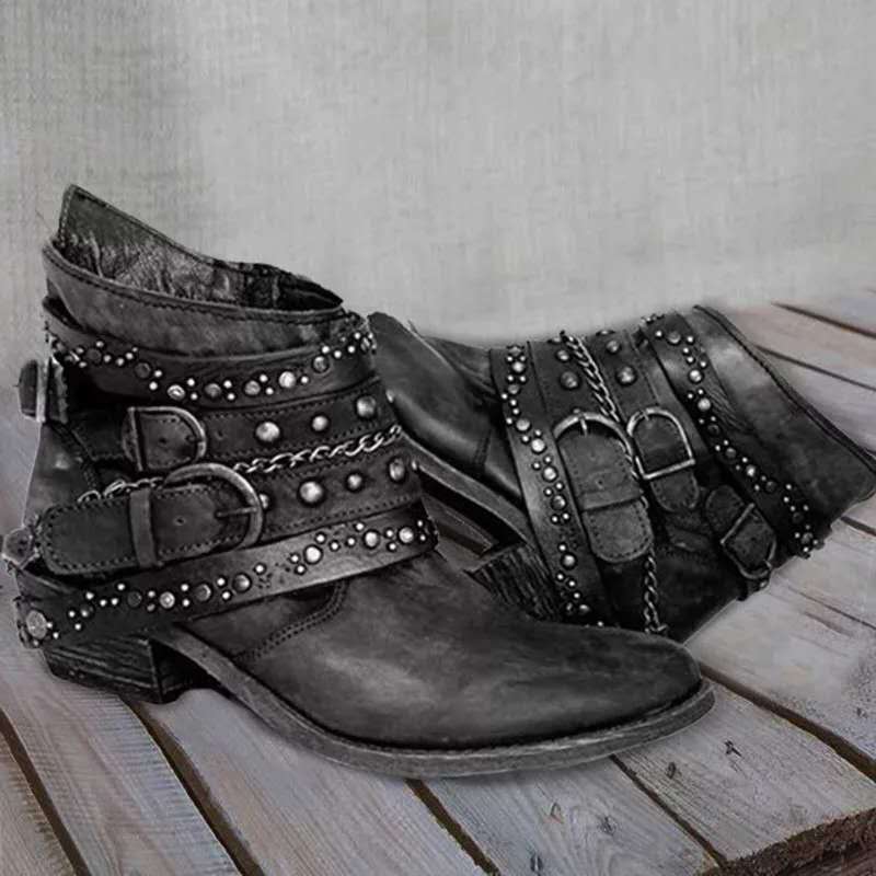 Vintage Slip-On Women's Boots - Nora-Black-4-State of Style