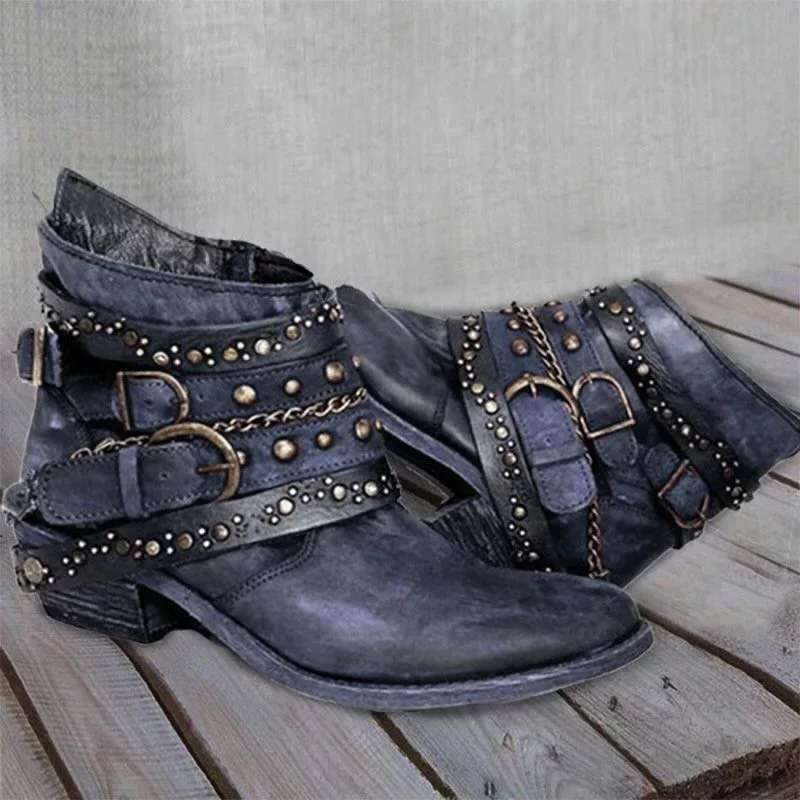 Vintage Slip-On Women's Boots - Nora-Blue-4-State of Style