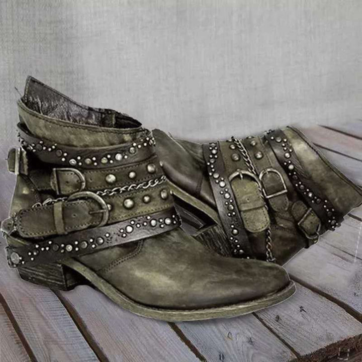 Vintage Slip-On Women's Boots - Nora-Green-4-State of Style