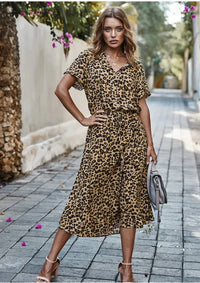 Vintage Summer Dress with Three-Quarter Sleeves – Maevy-Khaki-S-State of Style