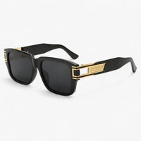 Vintage sunglasses with square frame and drop detail – Elvoir-Black Grey-State of Style