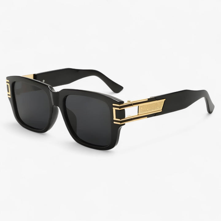 Vintage sunglasses with square frame and drop detail – Elvoir-Black Grey-State of Style