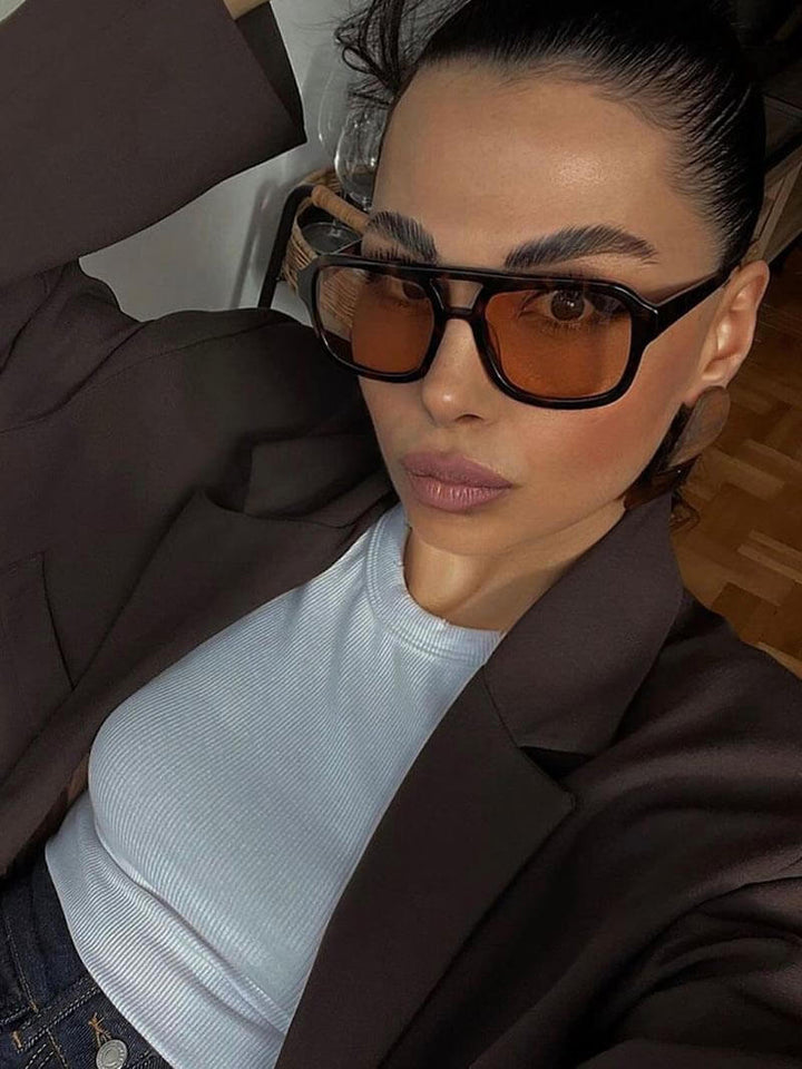 Vintage sunglasses with UV protection and retro charm – Loreen-Black/Orange-State of Style