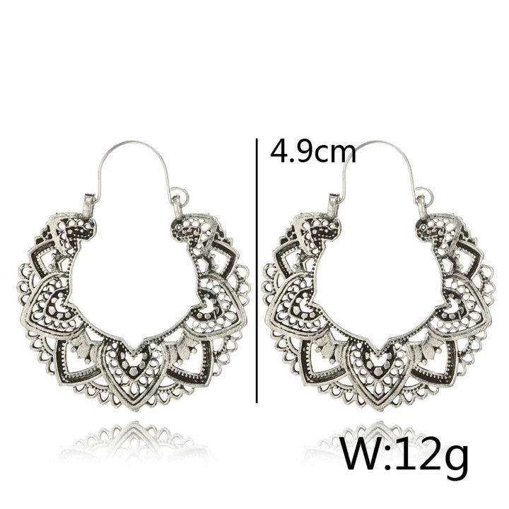 Vintage Totem Drop Earrings-Silver-State of Style