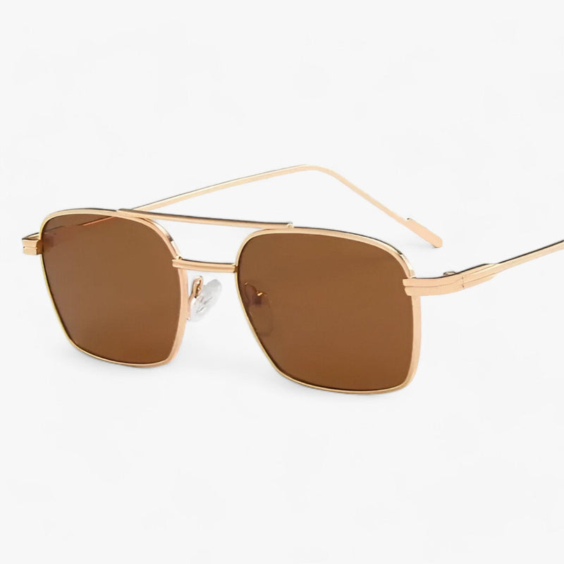 Vintage Unisex Sunglasses with Double Bridge – Aero-Gold Brown-State of Style