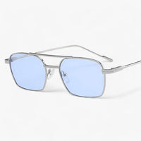 Vintage Unisex Sunglasses with Double Bridge – Aero-Silver Blue-State of Style
