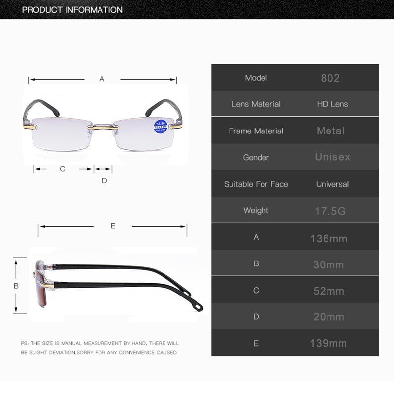 VisionPlus Multifocal Anti-Blue Light Reading Glasses-Gold-+1.00 / 40-44 years / 100°-State of Style