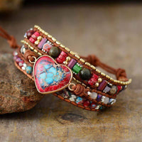 Vivid Heart Jasper Wrap Bracelet - Elyra-State of Style