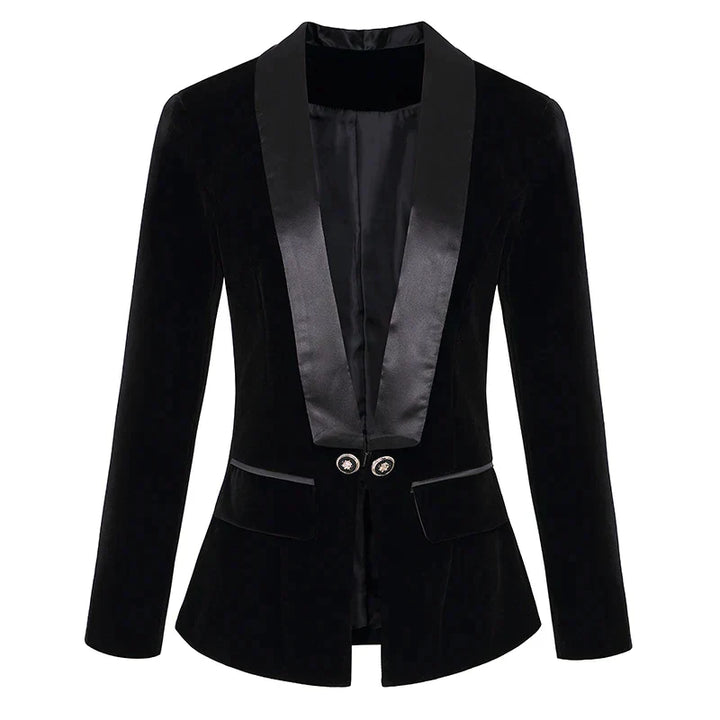 Vivienne Velvet Women's Blazer-Black-S-State of Style