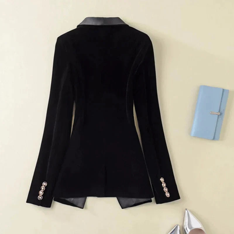 Vivienne Velvet Women's Blazer-Black-XS-State of Style