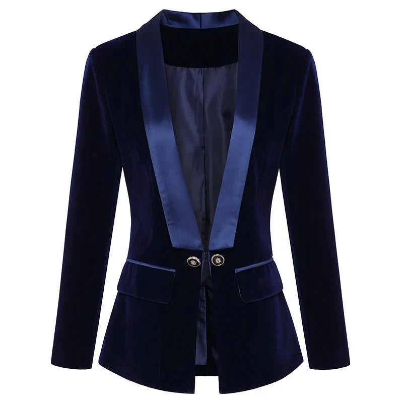 Vivienne Velvet Women's Blazer-Black-XS-State of Style