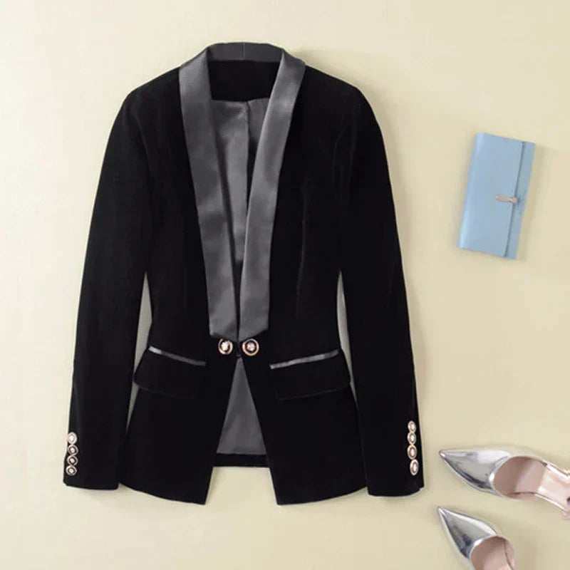 Vivienne Velvet Women's Blazer-Black-XS-State of Style