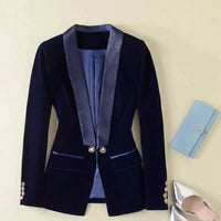 Vivienne Velvet Women's Blazer-Navy Blue-XS-State of Style